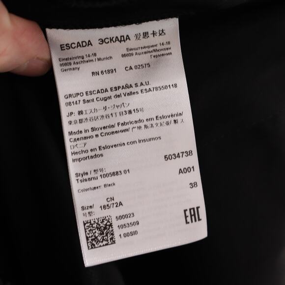 ESCADA High Waist Satin Pull On Trousers Taper Leg Ankle Black Women's 38 US 8 - Picture 8 of 10